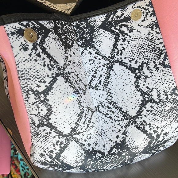 Pink & Snakeskin Print Neoprene Tote Bag - Picture 5 of 7